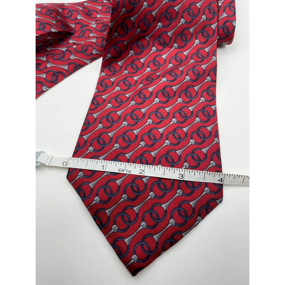 Bauman's Little Rock Red Silk Equestrian Horsebit Tie First Commercial Bank USA